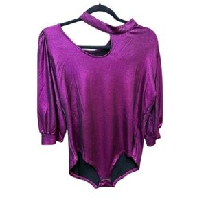 NWT Chic Metallic Purple Bodysuit‎ by Emma Grace Size XL